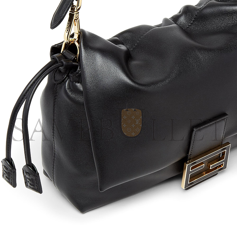 FENDI MAMMA BAGUETTE MEDIUM BLACK NAPPA LEATHER BAG 8BR833AQ0DF0KUR (26.5*18*8.5cm)